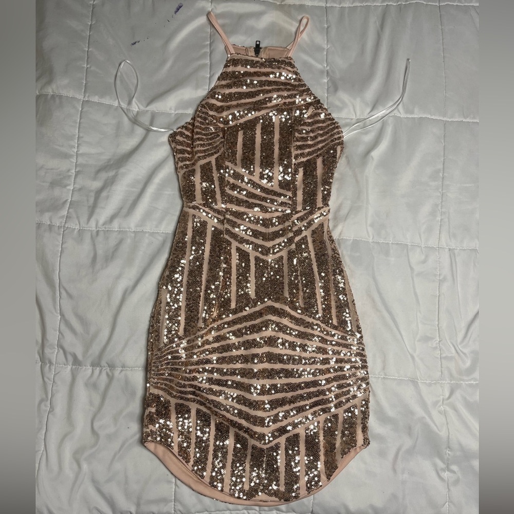 WhiteFox Sequin Dress RoseGold